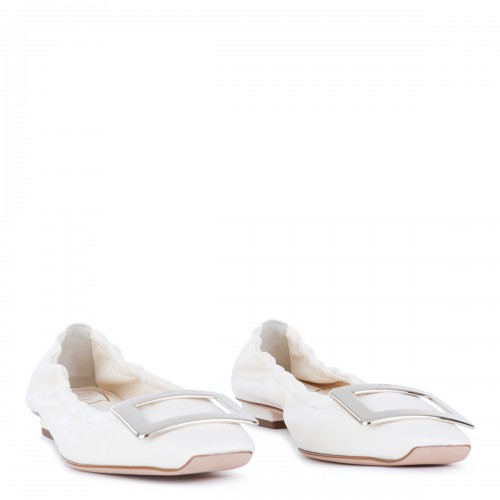 WHITE LEATHER BALLERINA SHOES