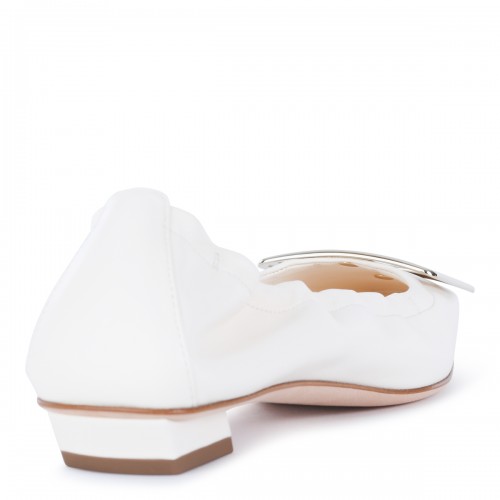 WHITE LEATHER BALLERINA SHOES