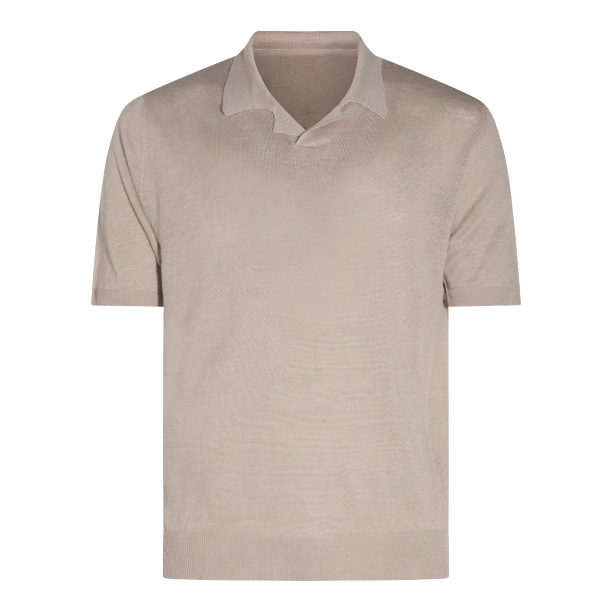 BEIGE LINEN POLO SHIRT