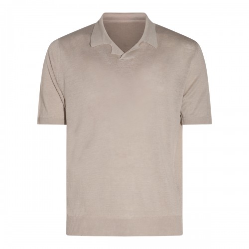 BEIGE LINEN POLO SHIRT