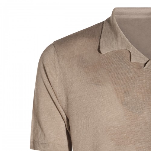 BEIGE LINEN POLO SHIRT