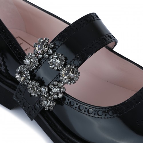 BLACK LEATHER FLATS