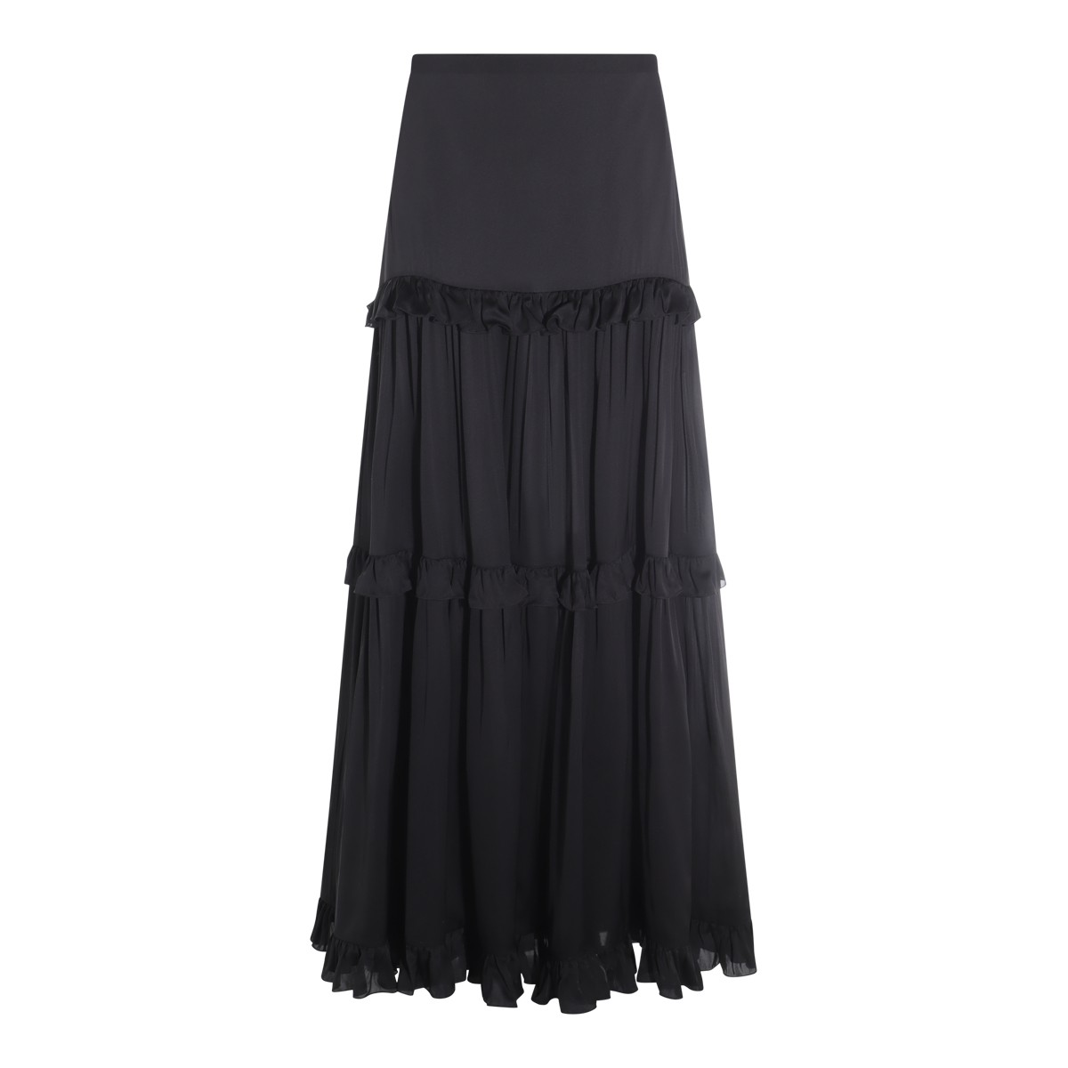 BLACK SILK MAXI SKIRT