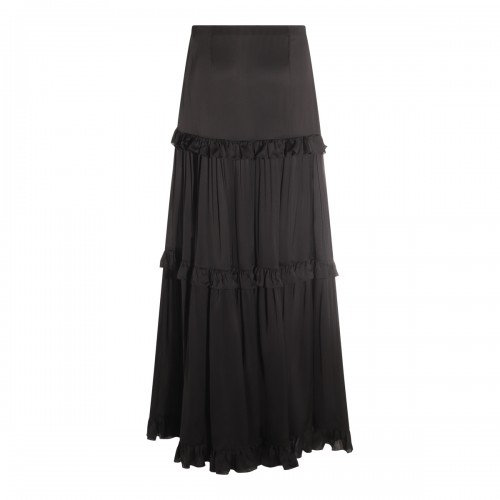 BLACK SILK MAXI SKIRT