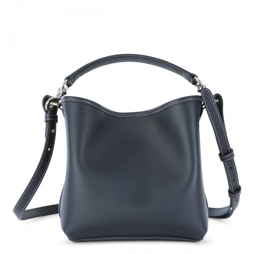 BLACK LEATHER GG EMBLEM SHOULDER BAG