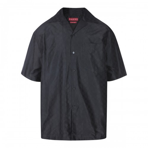 BLACK COTTON AND SILK SHIRT