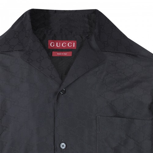 BLACK COTTON AND SILK SHIRT