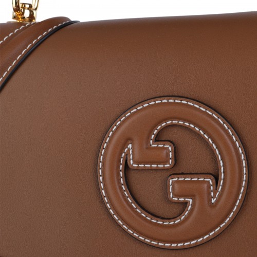 BROWN LEATHER BLONDIE SHOULDER BAG