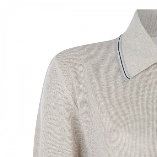 BEIGE COTTON POLO SHIRT