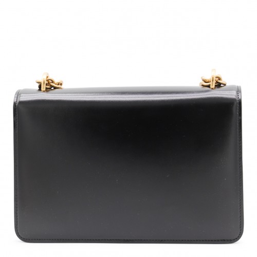 BLACK LEATHER VAIN SHOULDER BAG