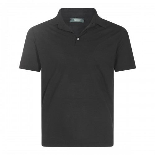 BLACK COTTON POLO SHIRT