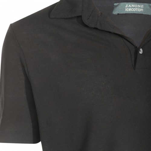 BLACK COTTON POLO SHIRT