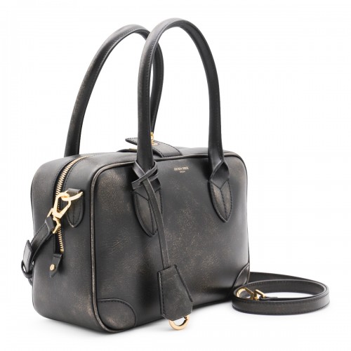 UDED BLACK LEATHER TOP HANDLE BAG