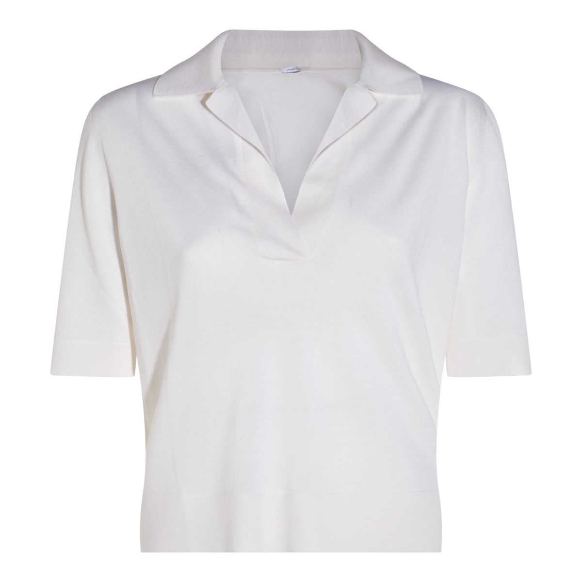 WHITE WOOL POLO SHIRT