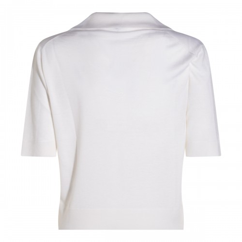 WHITE WOOL POLO SHIRT