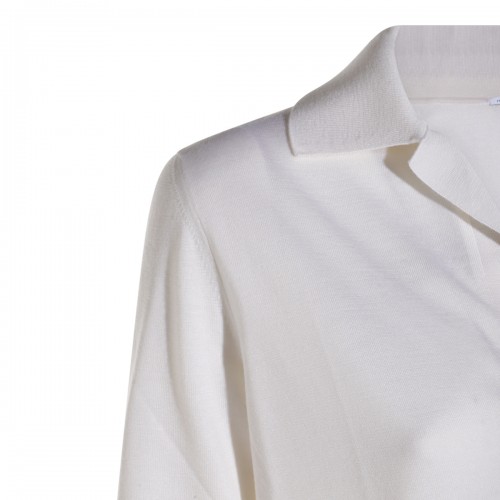 WHITE WOOL POLO SHIRT