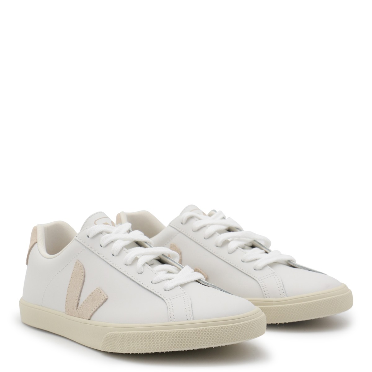 WHITE AND BEIGE ESPLAR LOGO SNEAKERS