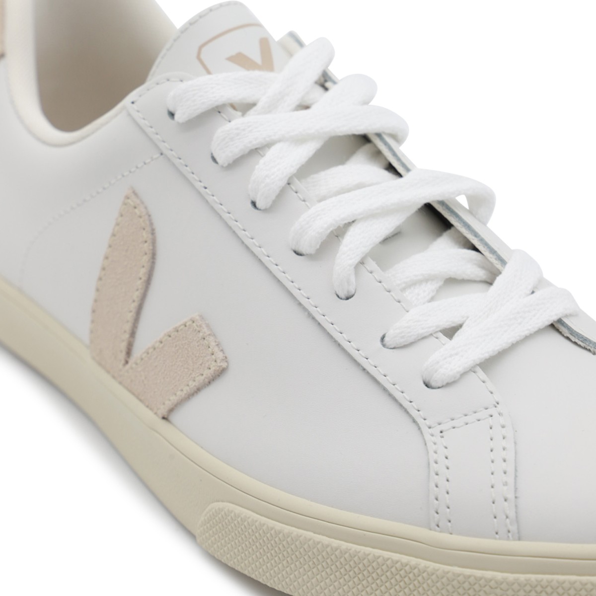 WHITE AND BEIGE ESPLAR LOGO SNEAKERS