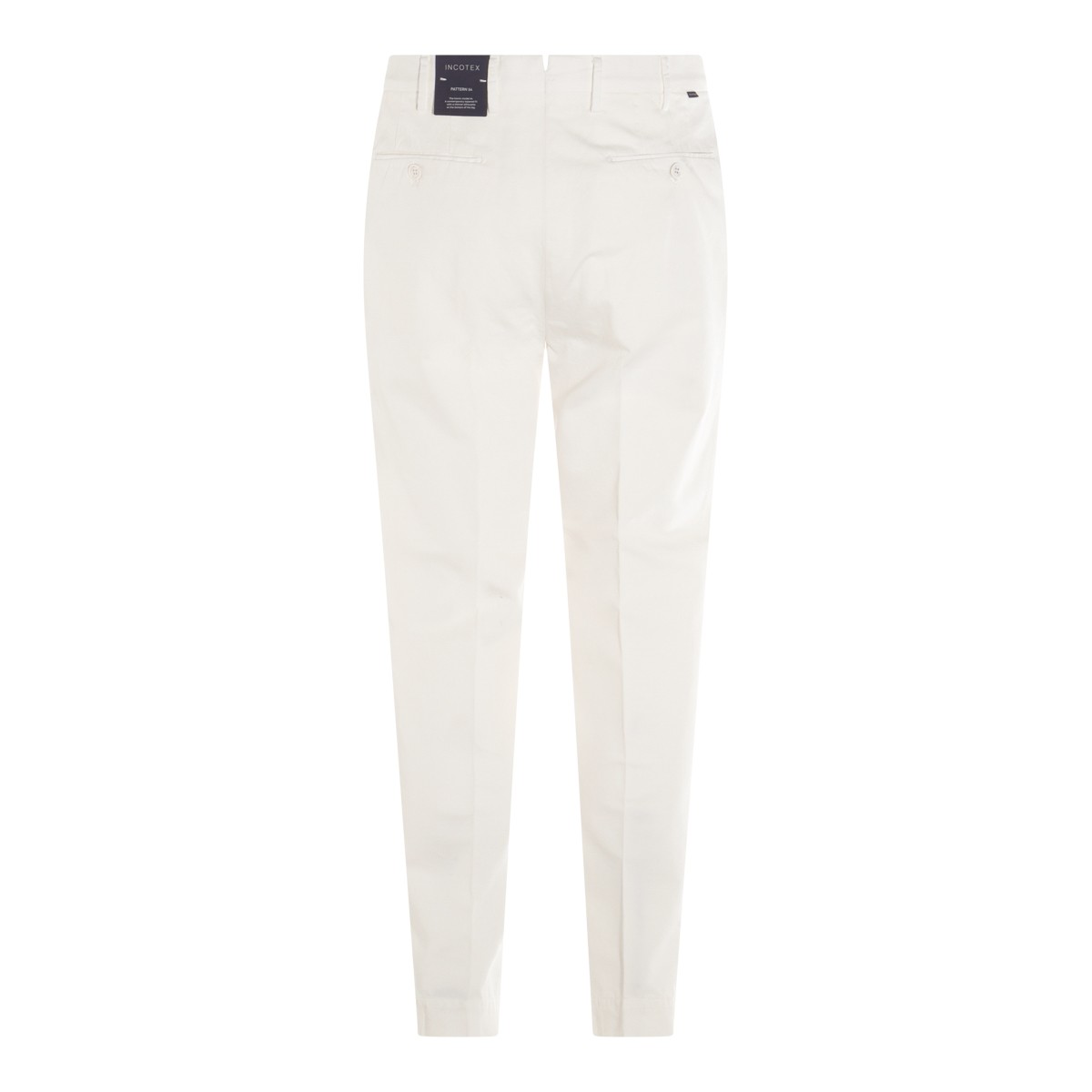 WHITE COTTON BLEND PANTS