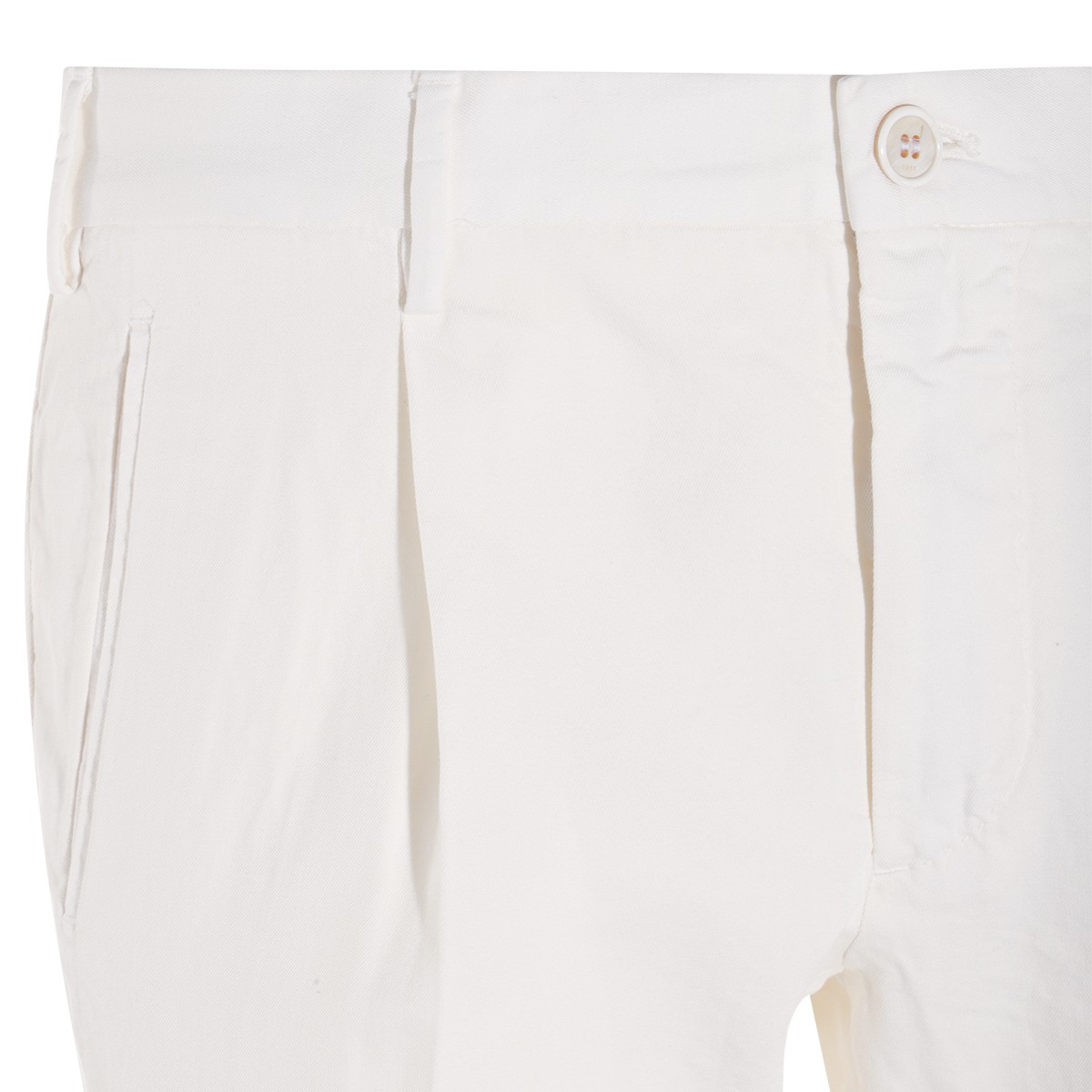 WHITE COTTON BLEND PANTS