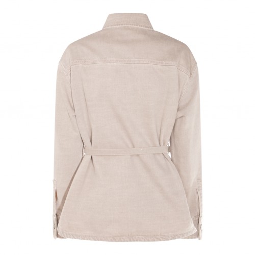VIP【関税送料無料】希少 FENDI BEIGE COTTON CASUAL JACKET Fendi Men's FF Waxed Jacquard Leather Collar Jacket (Coats