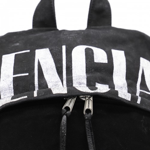 BLACK COTTON BACKPACK