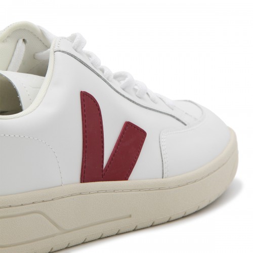 WHITE RED AND BLUE FAUX LEATHER V-12 SNEAKERS