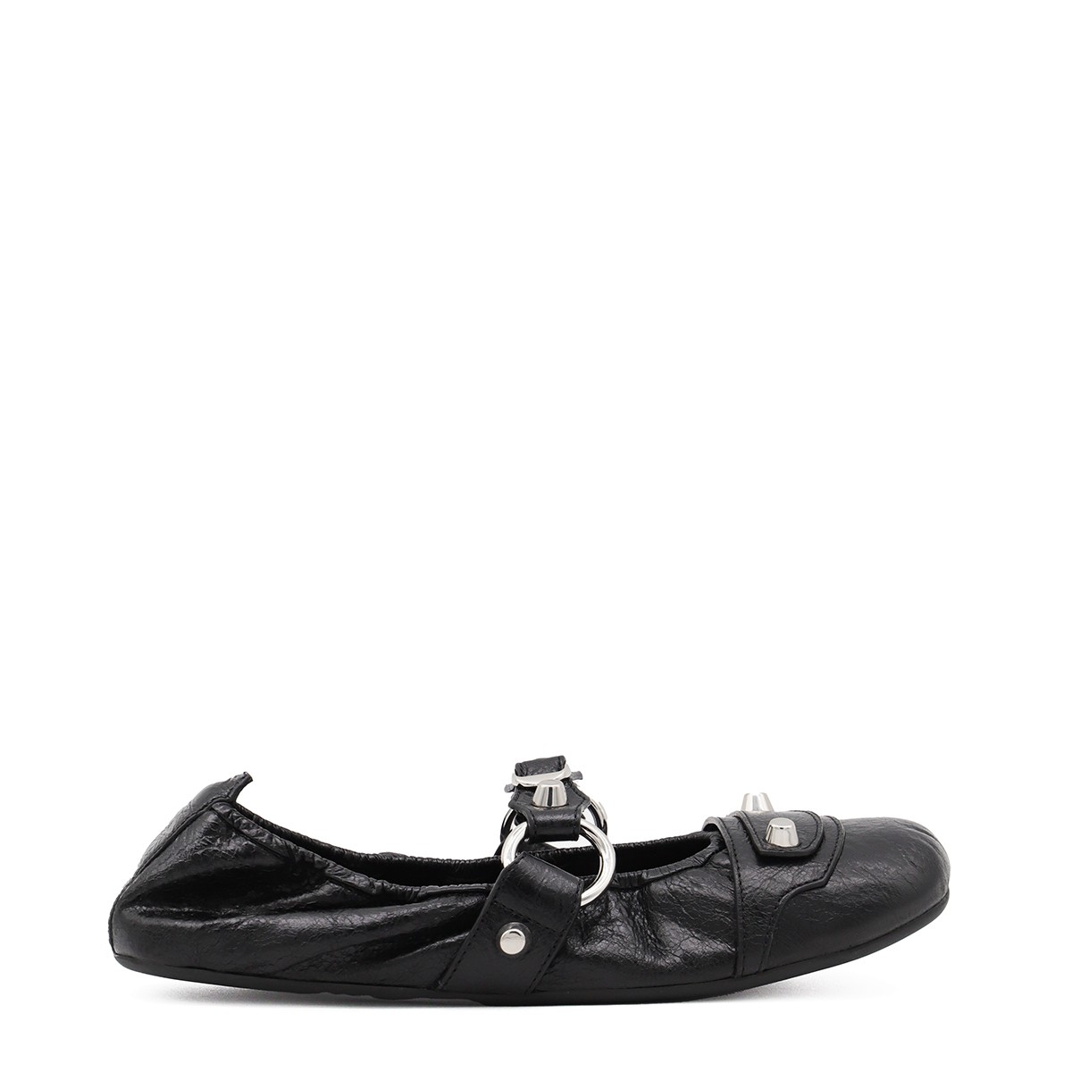 BLACK LEATHER FLATS