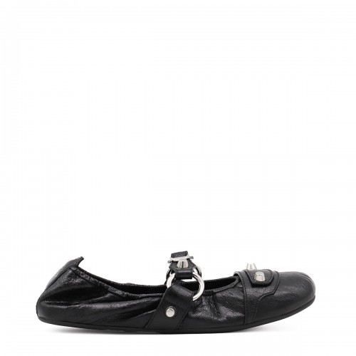 BLACK LEATHER FLATS