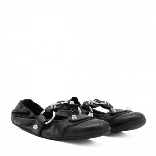 BLACK LEATHER FLATS