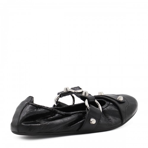 BLACK LEATHER FLATS