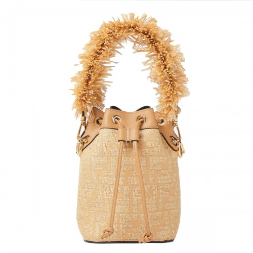 BEIGE RAFFIA AND LEATHER...