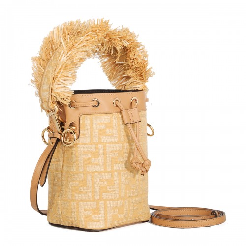 BEIGE RAFFIA AND LEATHER MONTRESOR SATCHEL
