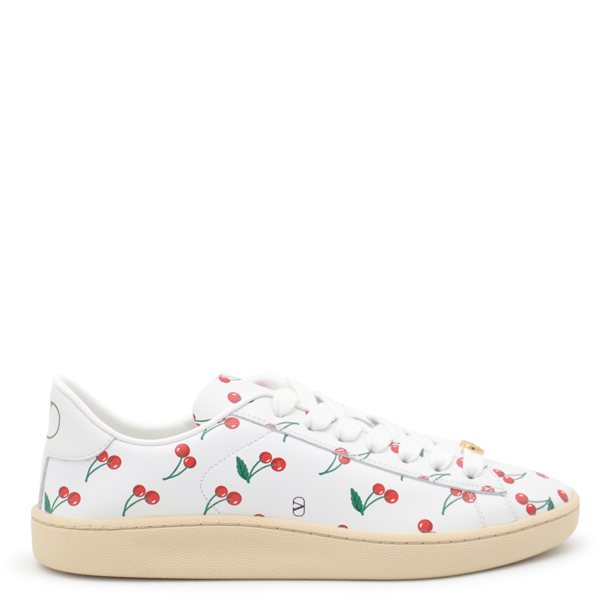 WHITE AND RED LEATHER SNEAKERS
