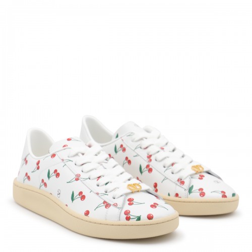 WHITE AND RED LEATHER SNEAKERS