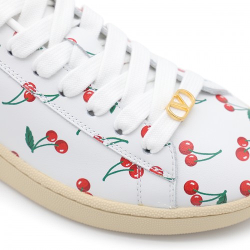 WHITE AND RED LEATHER SNEAKERS