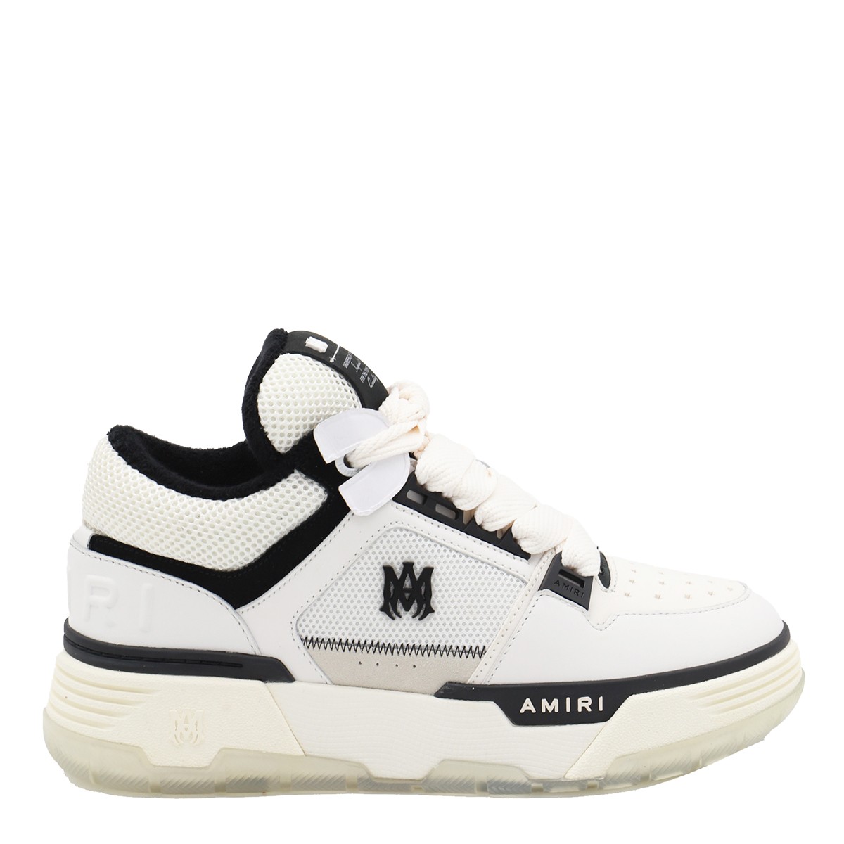 WHITE AND BLACK LEATHER MA-1 SNEAKERS