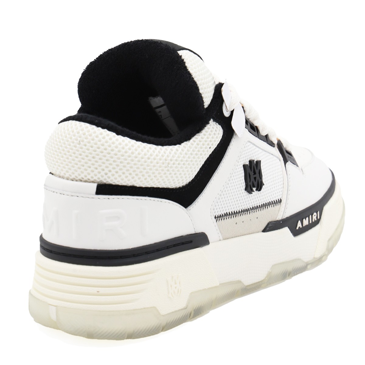 WHITE AND BLACK LEATHER MA-1 SNEAKERS