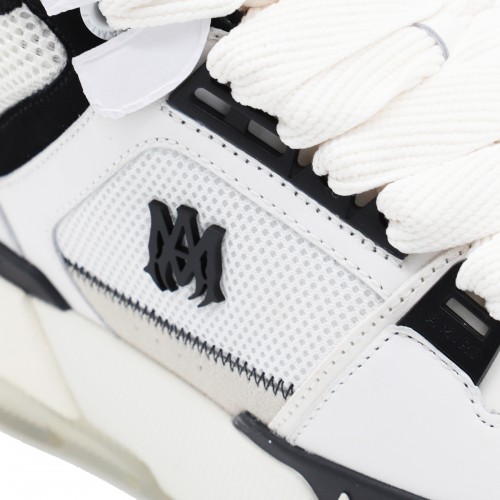 WHITE AND BLACK LEATHER MA-1 SNEAKERS