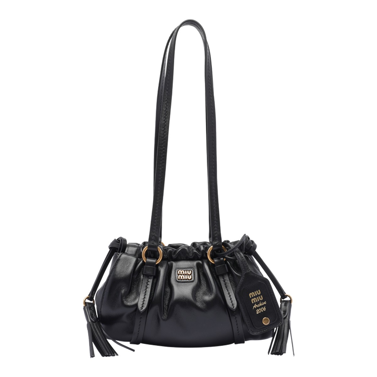 BLACK LEATHER SHOULDER BAG