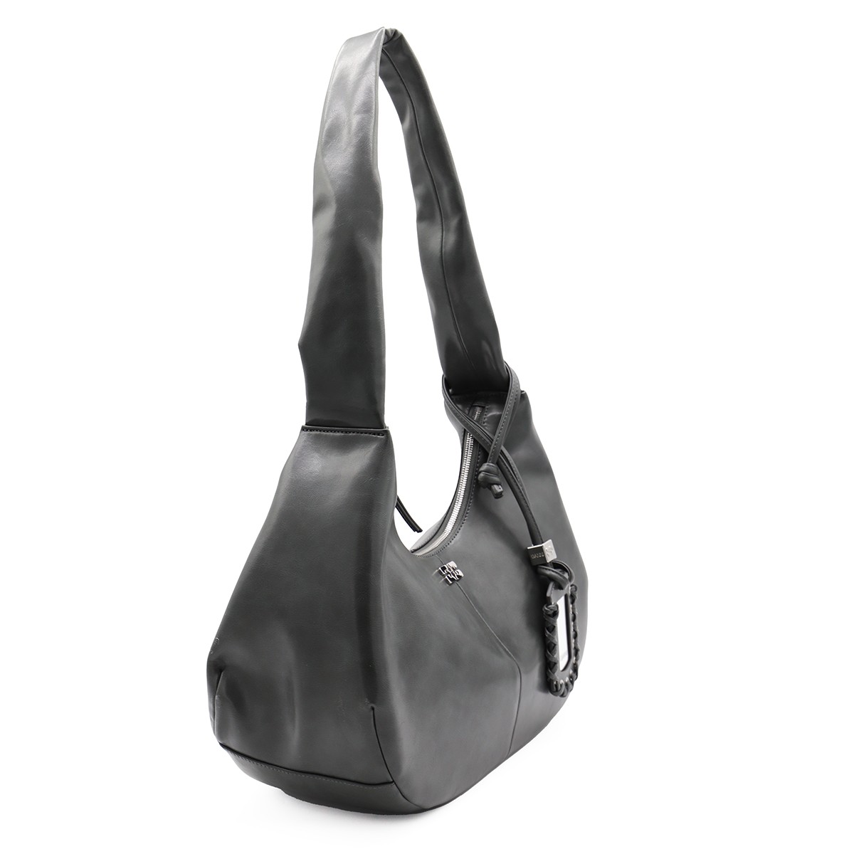 BLACK LEATHER HOBO MEDIUM SHOULDER BAG