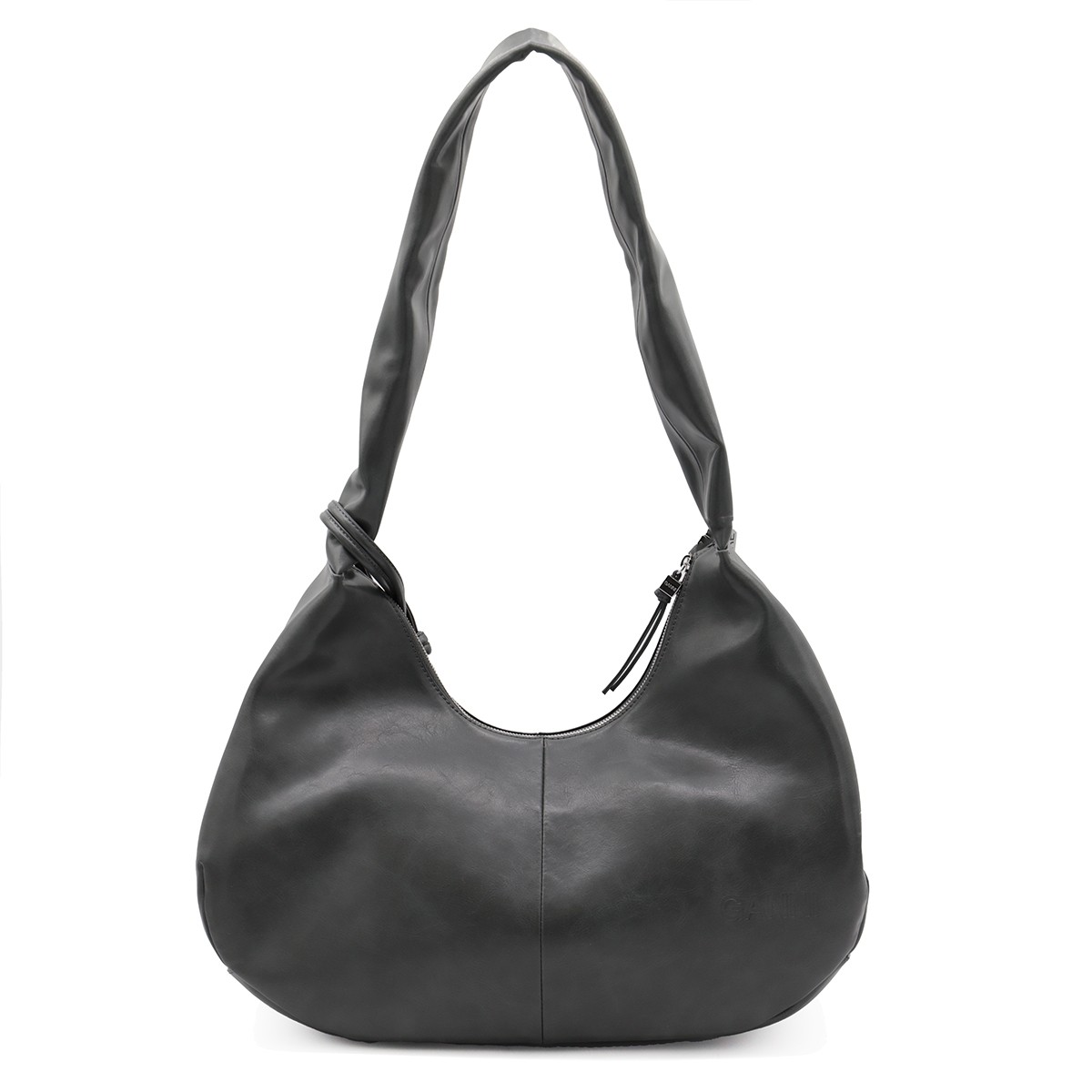 BLACK LEATHER HOBO MEDIUM SHOULDER BAG