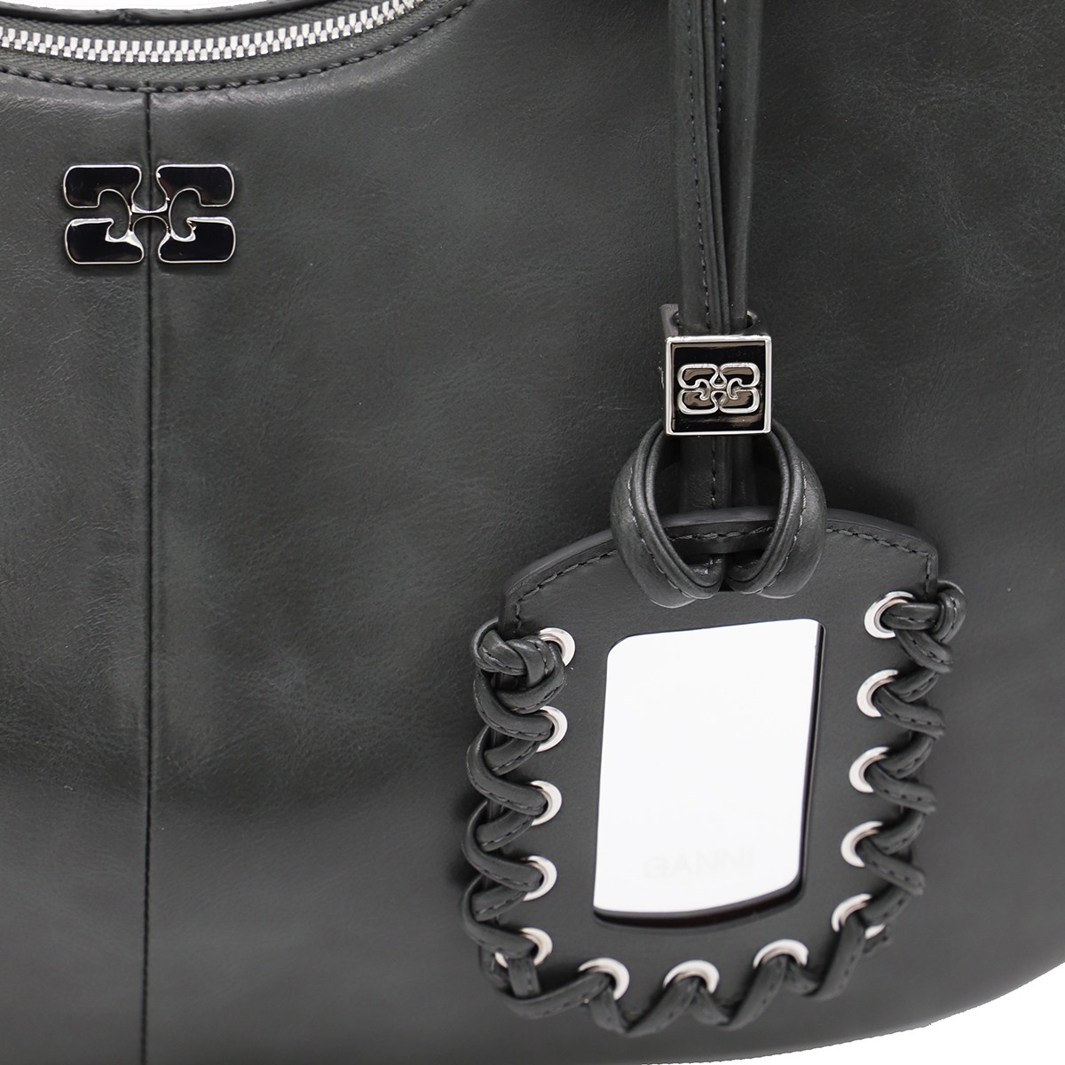 BLACK LEATHER HOBO MEDIUM SHOULDER BAG