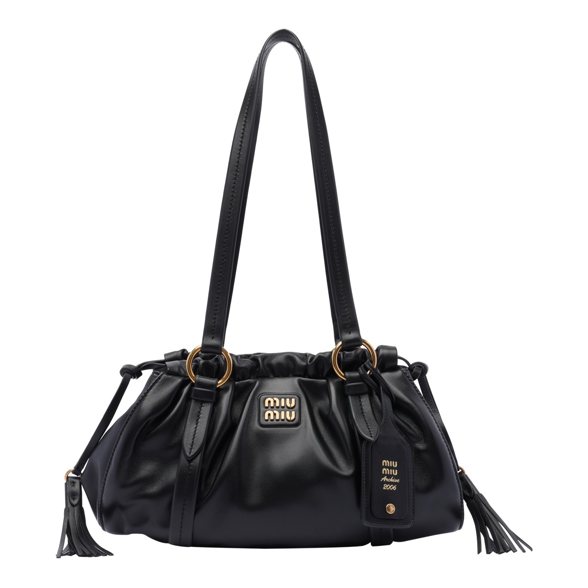 BLACK LEATHER JOIE SHOULDER BAG
