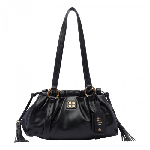 BLACK LEATHER JOIE SHOULDER BAG