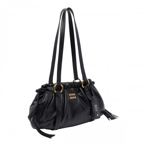BLACK LEATHER JOIE SHOULDER BAG