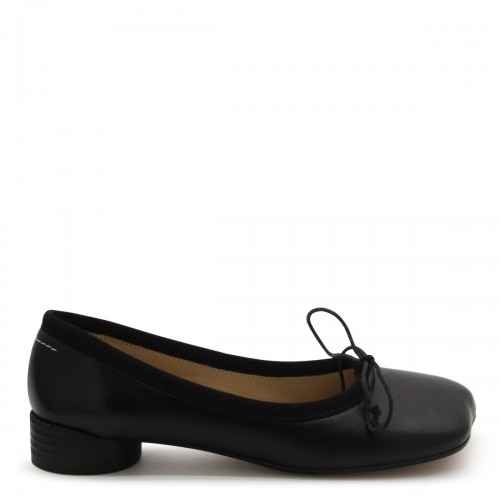 BLACK LEATHER FLATS