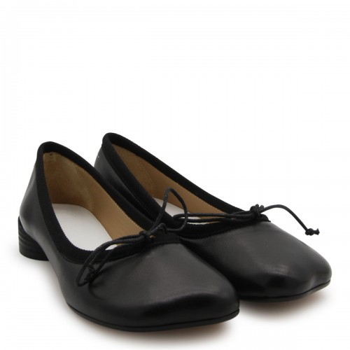 BLACK LEATHER FLATS