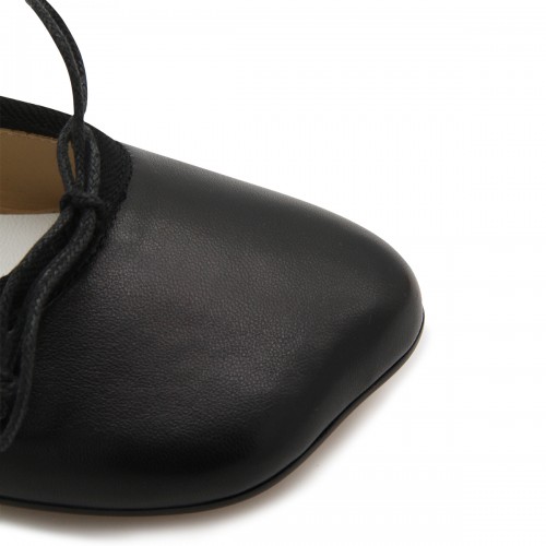 BLACK LEATHER FLATS