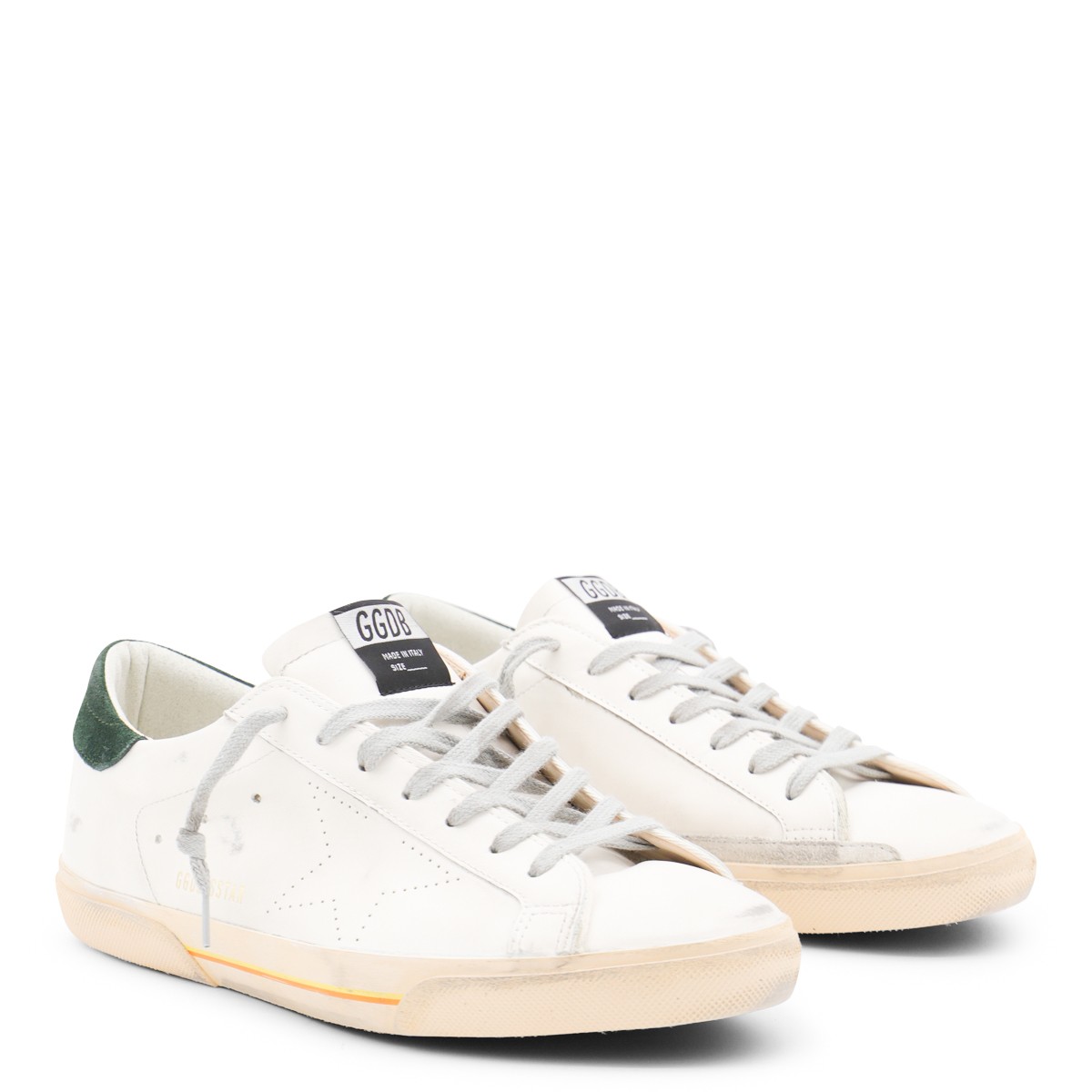 WHITE AND GREEN SUPER STAR SNEAKERS